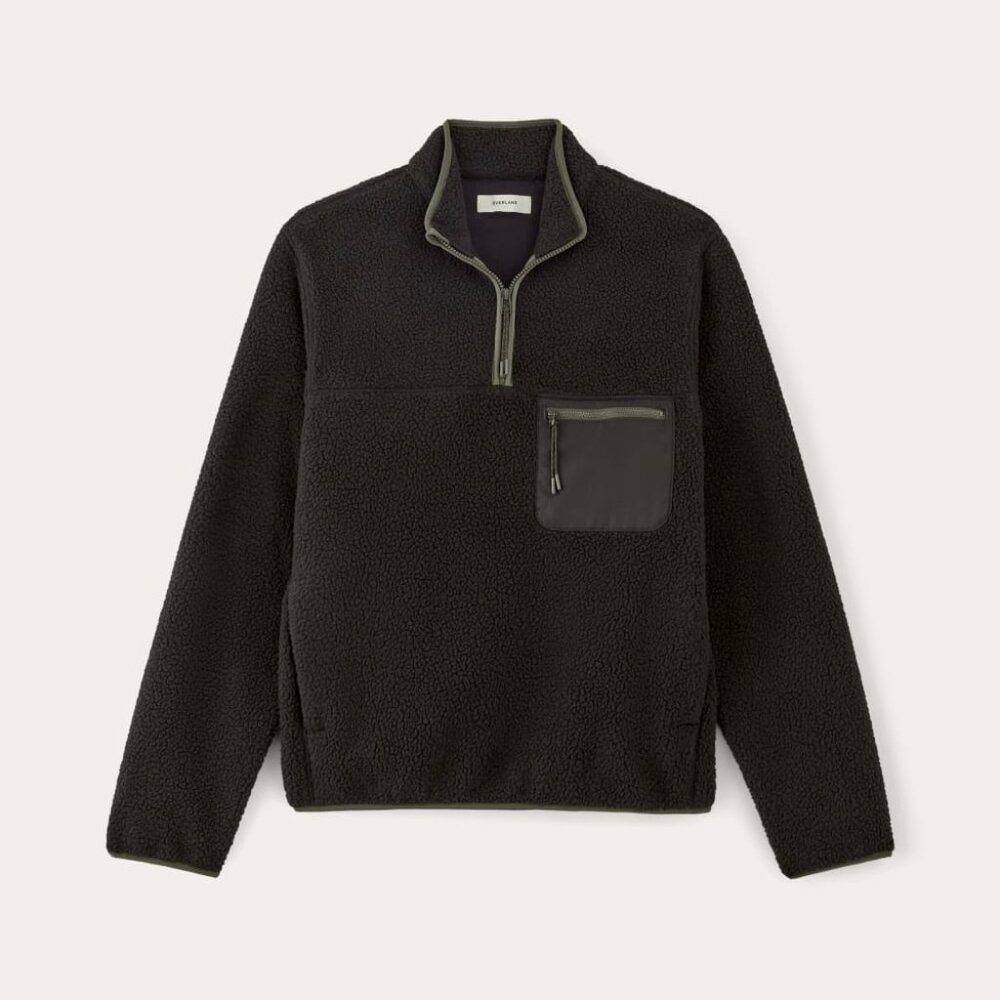Men's Teddy Quarter-Zip Fleece | Small, Black, New with Tags